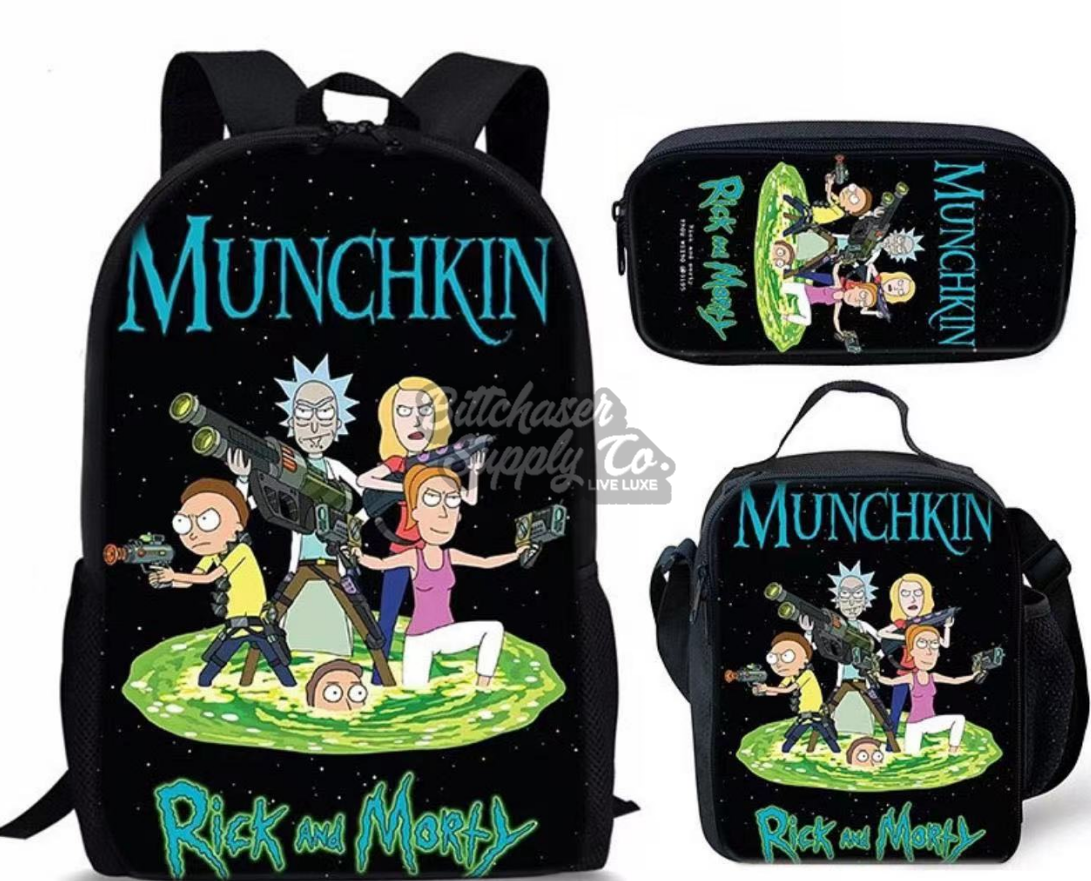 Backwoods Backpack Set of 3Pcs (Backpack+Shoulder Bag+Pencil Bag) - Black