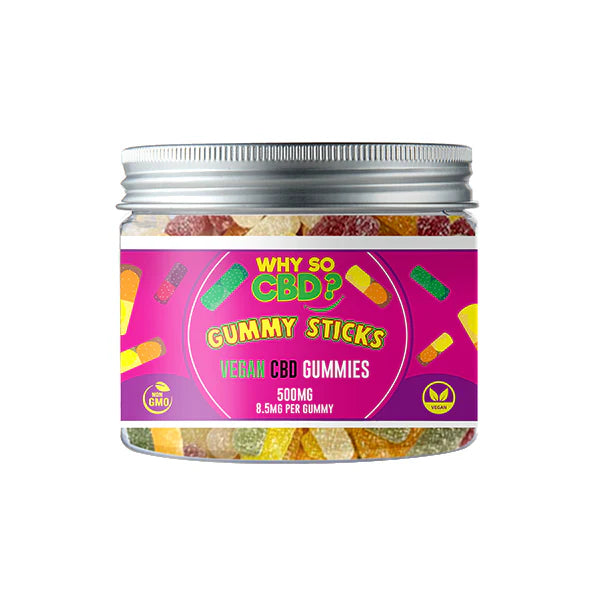 Why So CBD? 500mg Broad Spectrum CBD Small Vegan Gummies - Gummy Sticks