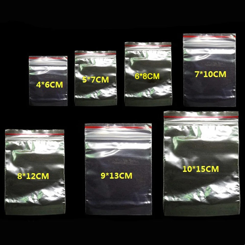 Clear Ziplock Resealable  Food Grade Bags (100pcs Bundle)