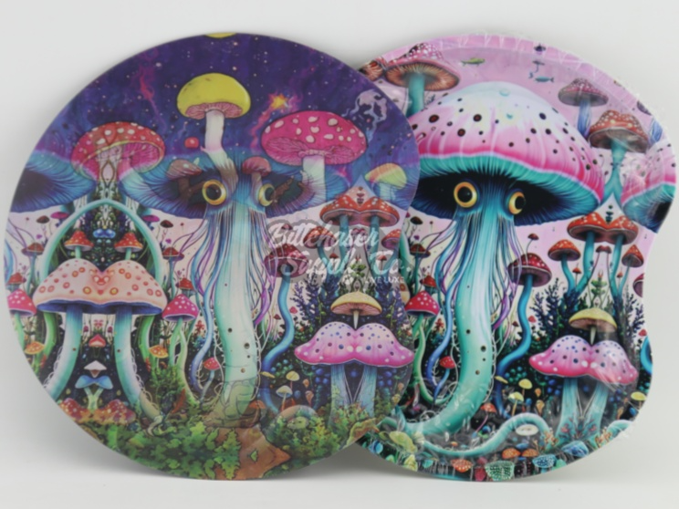 3D Holographic Mushroom Rolling Tray with Magnetic lid 18 x 17cm