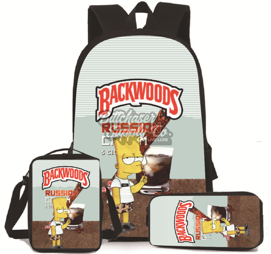 Backwoods Backpack Set of 3Pcs (Backpack+Shoulder Bag+Pencil Bag) -Cream White