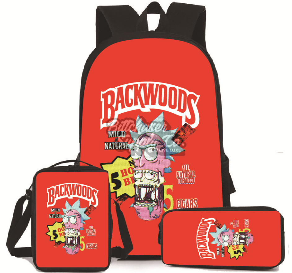 Backwoods Backpack Set of 3Pcs (Backpack+Shoulder Bag+Pencil Bag) - Red