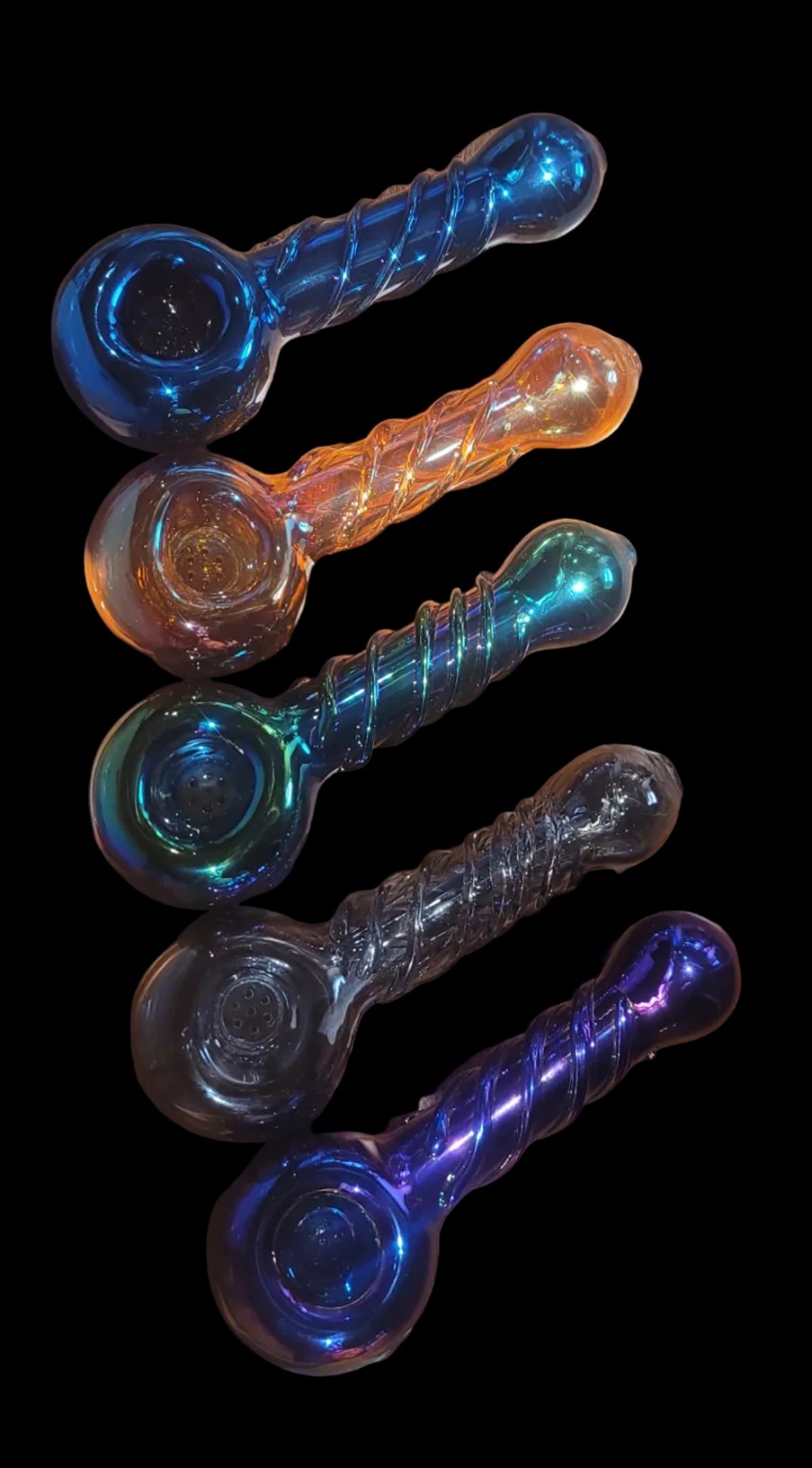 Colourful Twisty Glass Spoon Pipe - Thick Small Bong, Heat Resistant, Portable Pocket Mini Glass Pipe