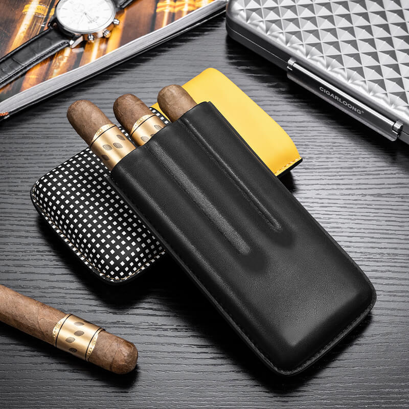 Legend Genuine Leather Cigar Case - Holds 3 Cigars