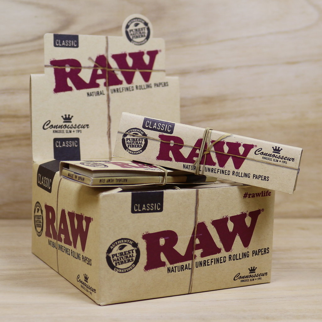 Raw Connoisseur Kingsize Slim Rolling Papers + Tips