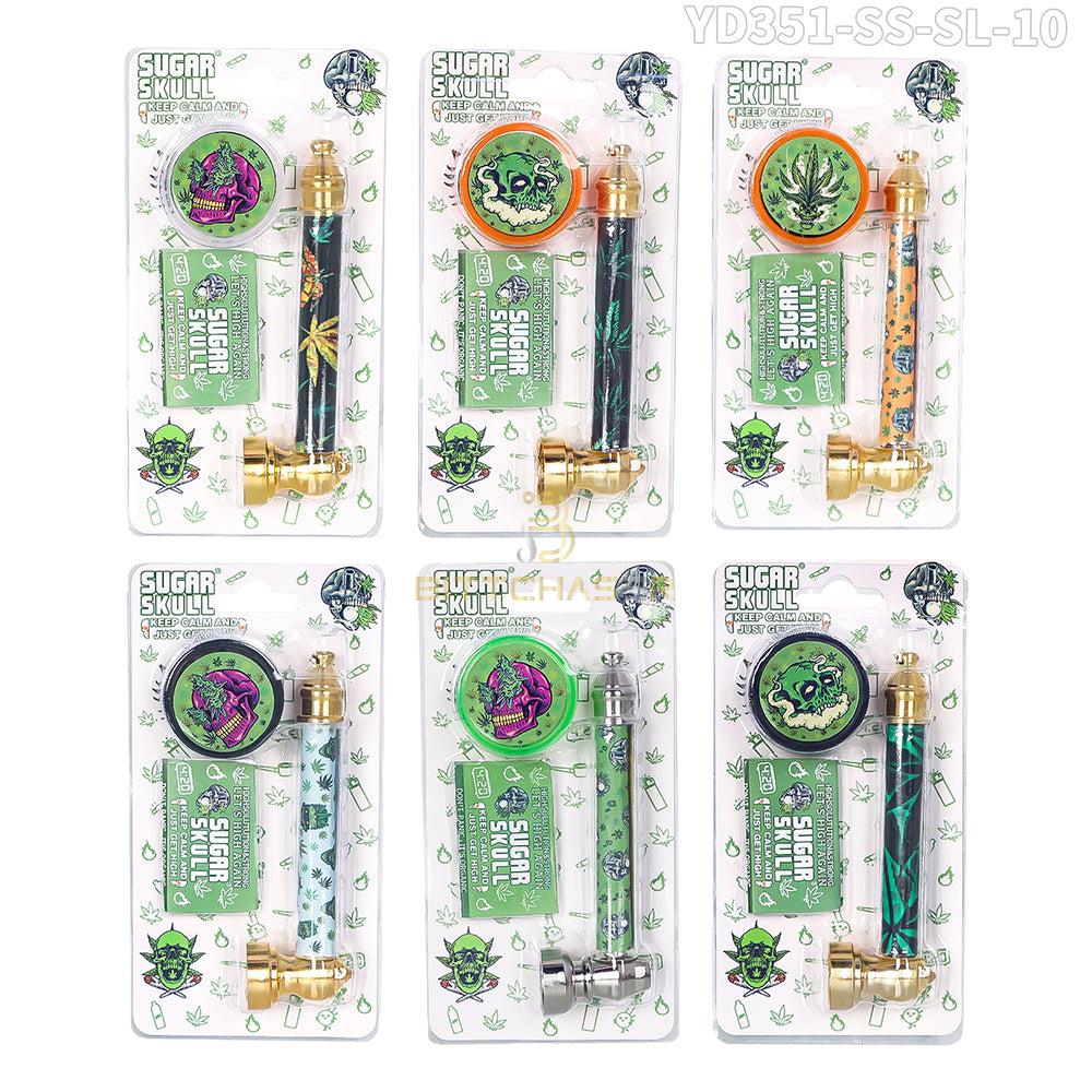 Sugar Skull Metallic Hand Pipes